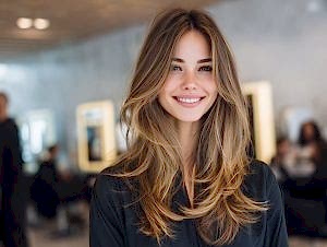 İstanbul kadın saç modelleri, 2025 trend uzun katlı saç modeli, modern salon görünümü