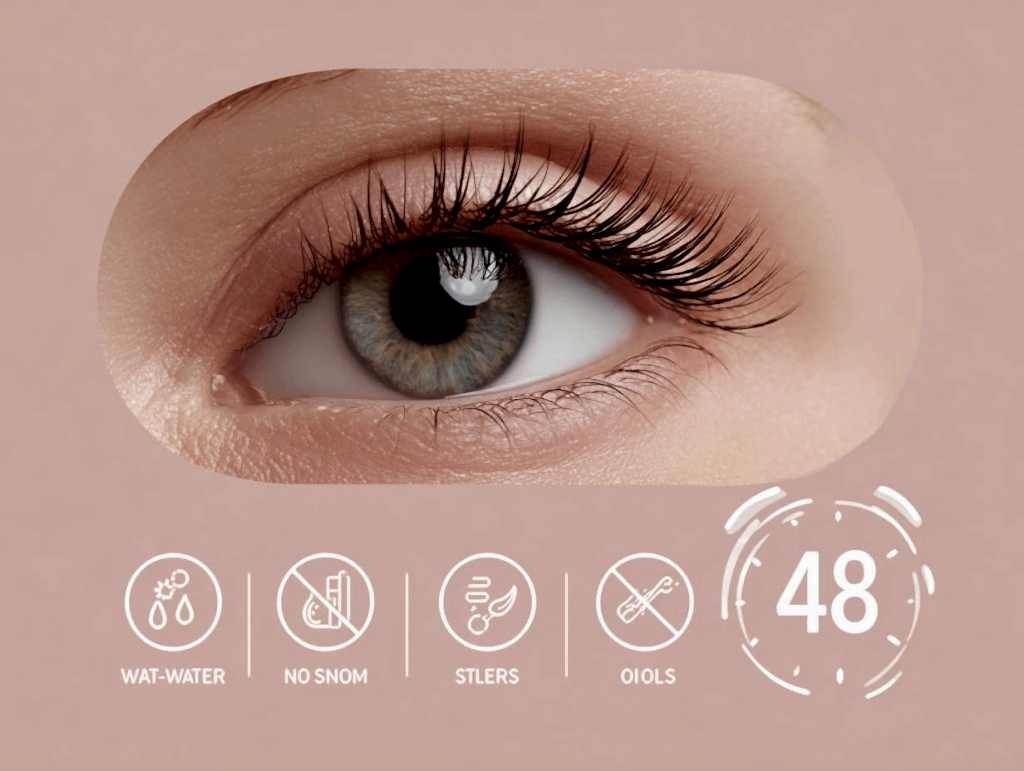 Lash lift aftercare first 48 hours: avoid water, steam, rubbing, and oils