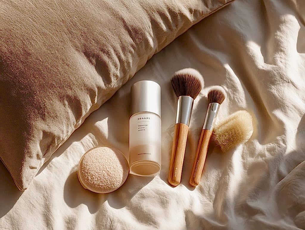 Recovery essentials for makeup aftercare: moisturizer, hydrating serum, SPF, and clean tools